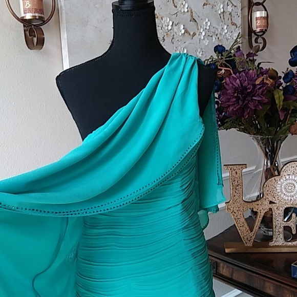Turquoise Embellished Cocktail Mini Dress By GB. Size M - Picture 9 of 17